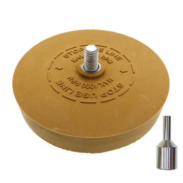 3.5" Rubber Eraser Wheel for Adhesive and Decal Removal with 1/4" Drill Adapter