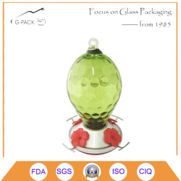 Green Color Glass Humming Bird Feeder