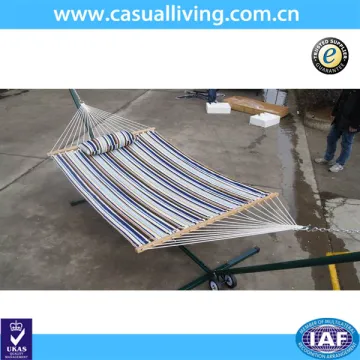 Outdoor stripe color quilted hammock with pillow