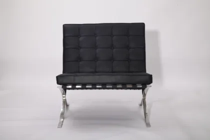 Leather Barcelona chair and stool replica YADEA