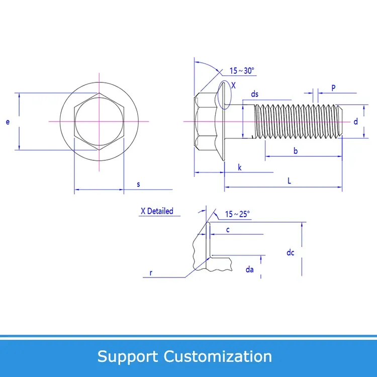 Grade 10.9 Black Carbon Steel Hex Washer Head Bolt