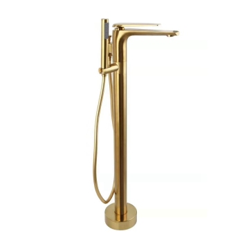 Elegante grifo de pie de oro para bañera