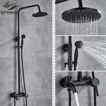 Black Bronze Bathroom Shower Set Faucet Bath Shower Mixer Tap 8
