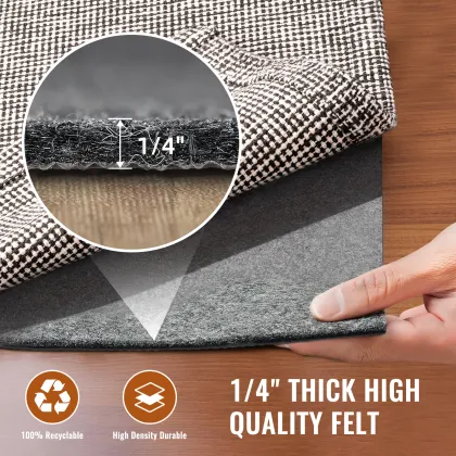 Extra Thick Felt Rug Gripper for Non-Slip Runner Rugs on Hardwood Floors
