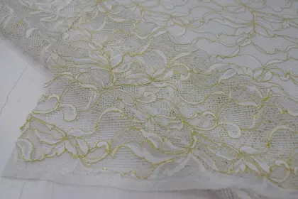 Nylon Metallic Flower Lace Fabric