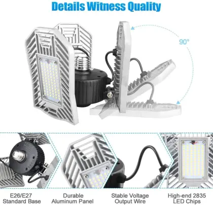 80W LED Shop Lights | Garage & Workshop Ceiling Lamps | Deformable LED Garage Lighting