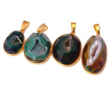 Pendentif Drusy Agate Enveloppé Or Plaqué