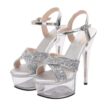 Summer Ladies' Waterproof Platform Sandals Size 43: Sequined Banquet Heels for Nightclubs and Large Foot Sizes