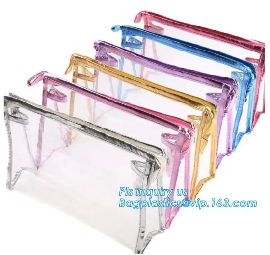 Transparent PVC handbag Cosmetic bag Cases, women vs organizer make up bags cosmetic case, Travel accessories pvc private label