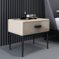 Single drawer leather contemporary bedside table