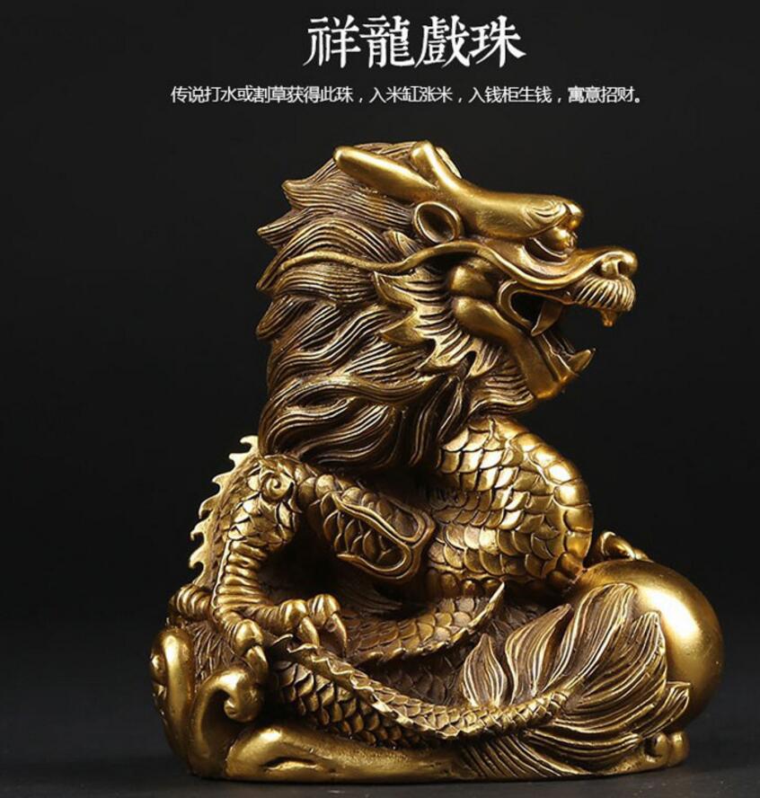 Copper Statue Pure copper dragon ornaments, twelve Chinese zodiac animals, dragon and green dragon ornaments, household crafts o