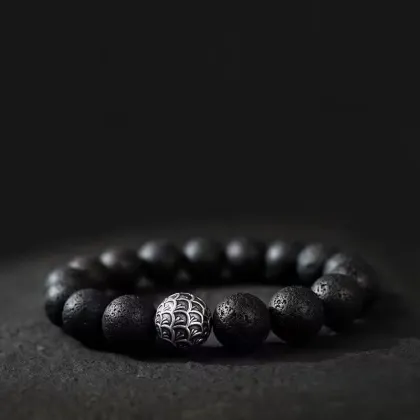 Obsidian volcanic stone bracelet