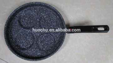 Aluminum pressed marble stone coating round 4 four holes cups egg pancake frying grill pan detachable removeable bakelite handle