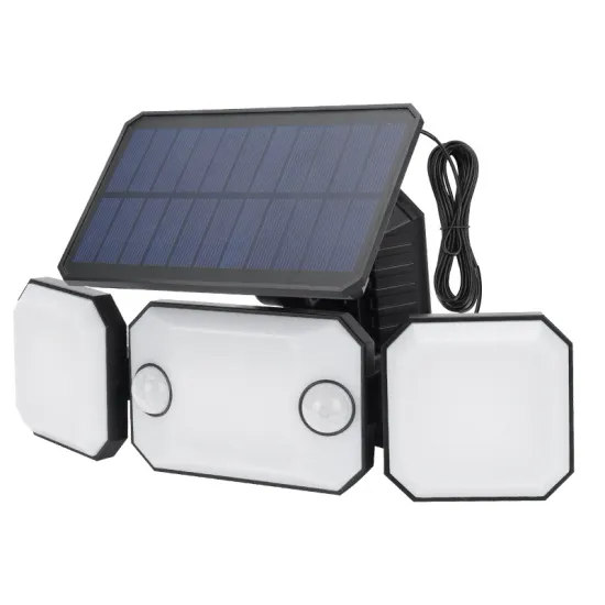 IP65 Waterproof Solar Security Wall Light with 3 Heads and Motion Sensor - Remote Control Outdoor Lighting