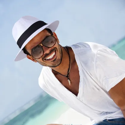 Wholesale Trendy Straw Paper Hat Short Brim Trilby Fedora Beach Sun Hats for Women Men Summer Fashion Panama Hat