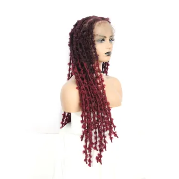 Full Lace Synthetic Braided Wigs For Women Butterfly Distressed Locs Lace Frontal Crochet Braids Hair Wig