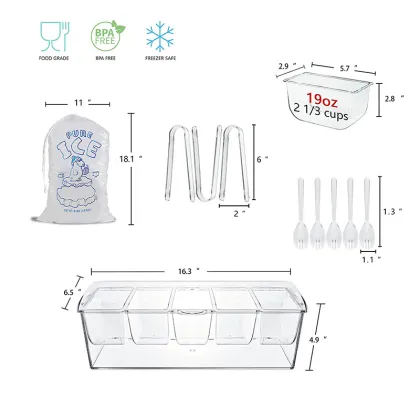 Ice Chilled 5 Compartment Condiment Server with Lid