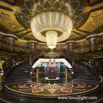 Golden yellow custom large-scale custom shopping mall hotel chandelier High luxury project custom decorative chandelier