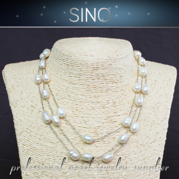 NO.1 low price wholesale simple style fashion pearl necklace jewelry set 2015 latest design bead jewelry manufacturer