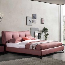 Cama de madera maciza de tela cama moderna de lujo