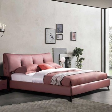 Cama de madera maciza de tela cama moderna de lujo