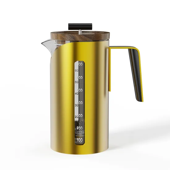 DHPO Gold French Press - Unique High Borosilicate Glass Coffee Pot for Coffee and Tea