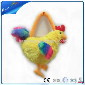 19cm yellow chicken rooster shape Russian funny large drawstring plush gift bags