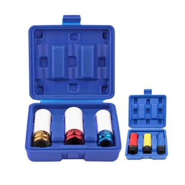 1/2\" Deep Well Lug Nut Socket Set for Car Repair - Suitable for Various Wheel Bolt Sizes