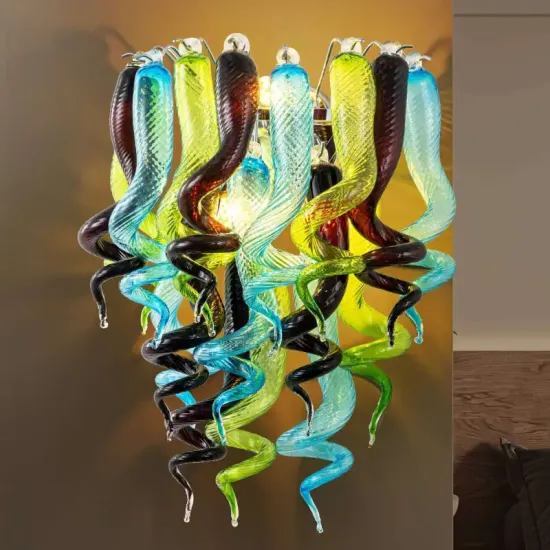 Multi-Color Hand Blown Glass Chandelier Wall Light for Bedrooms