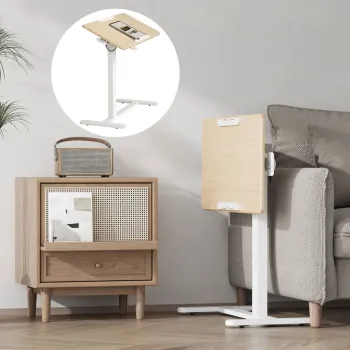 Height Adjustable Rolling Home Office Table with MDF Top and Foldable Design