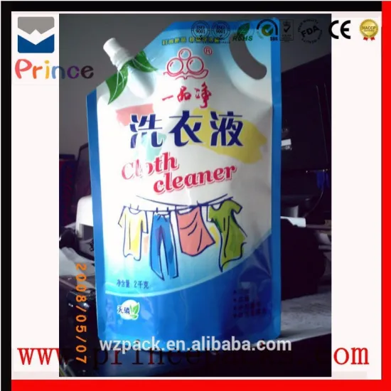 stand up spout plastic wash fluid liquid soap bag/laundry detergent packaging