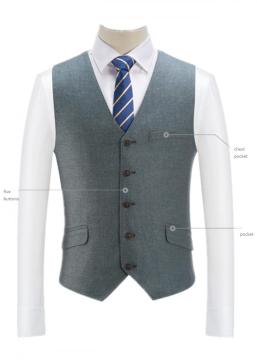 Men's 5 Buttons Full Back Vest