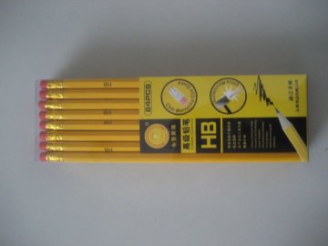 HB yellow pencil with eraser in pvcbox
