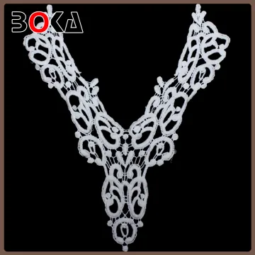 high quality natural color embroidered crochet neckline patch