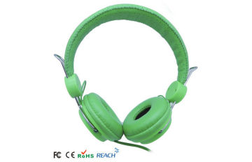 1.5m Cable Wired Cell Phone Earpiece / Green 2 Ear Bluetooth Headset