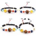 Gemstone Planetary bracelet Natural Stone Quartz Elastic Adjustable Bracelet for Men Women