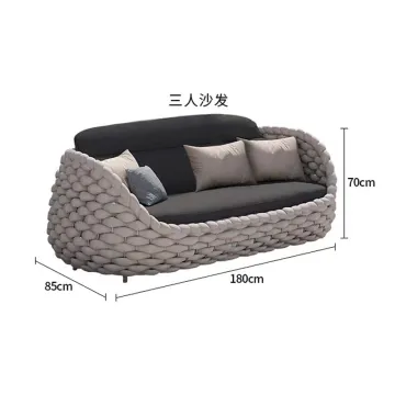 CHANOUWELL Modern Waterproof Handwoven Rope Outdoor Garden Sofa Set