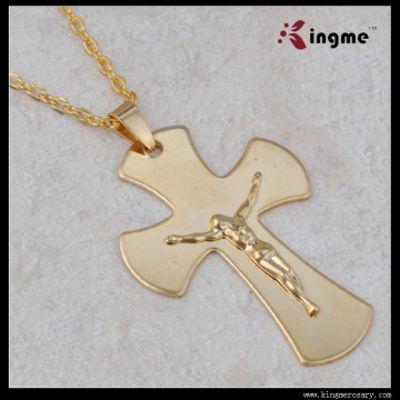 Real Gold Stainless Steel Cross Medal with Necklace