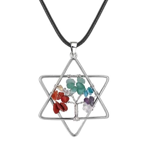 Pentagram Tree of Life pendant Necklace Women Girls Crystal Chakra Tumbled Stones Fashion Jewelry