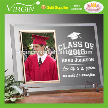 Wholesale crystal glass student graduation souvenirs photo frame for souvenir gift