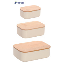 Multipurpose Plastic Food Storage Container With Bamboo Lid