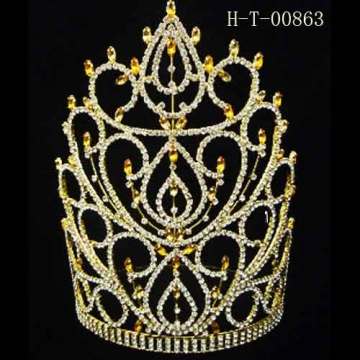 Gold  pageant crown wholesale tiara tall tiara for sale 