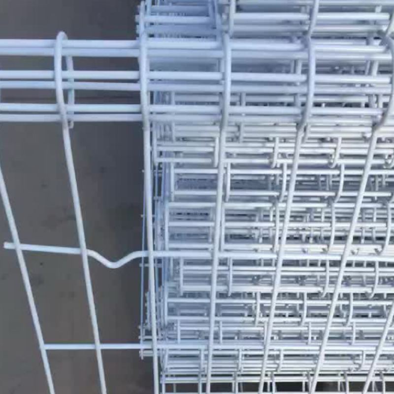 ANJIA Group top circle fence panels bulk warehouse stock showing loop top design and PVC coating
