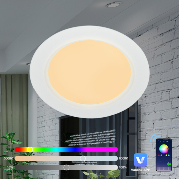 Ultra Thin Round Recessed RGBWC WiFi App Controlled 18W LED Downlight