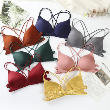 Solid Color Japanese Girls' Comfortable Smooth One-Piece Wire Sling Halter Bra: Your Ultimate Choice in Stylish Undergarments