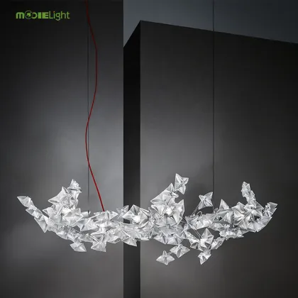 Modern Italian Hotel Bedroom Decoration LED Resin Prism Chandelier Slamp Hanami