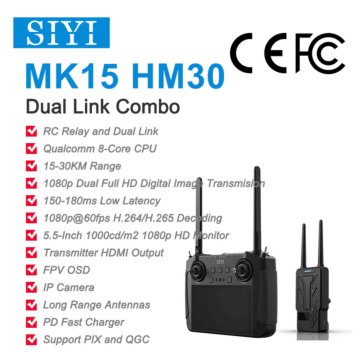 Bộ điều khiển kết hợp SIYI MK15 HM30 DL 1080p FPV