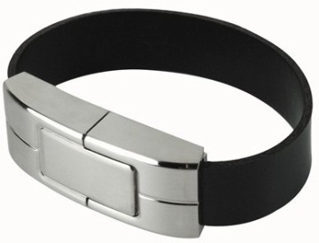 Noble Elegant Black Leather Bracelet USB flash drive