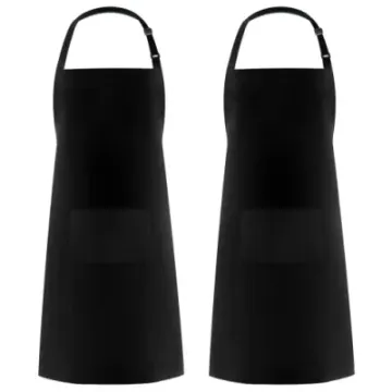Waterdrop Resistant 2 Pockets Adjustable Bib Cooking Kitchen Chef Black Apron
