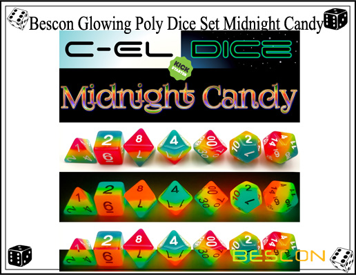 Bescon Glowing Poly Dice Set Midnight Candy-5